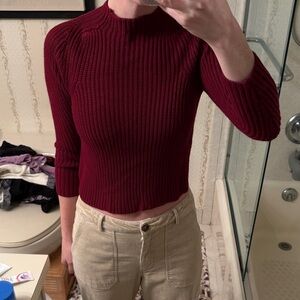 Burgundy American apparel Ribbed Knit Sweater